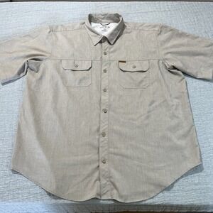 Orvis‎ Shirt Mens 2XL Tan Khaki Tech Fishing Performance Outdoor Mesh